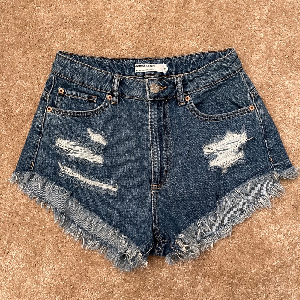 Garage Denim Distressed Cut-Off Cheeky Festival Shorts